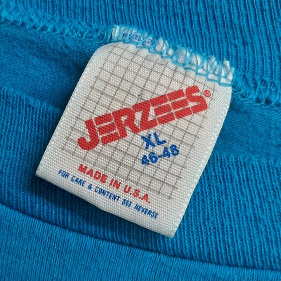 Vintage Jerzees Blank T-shirt Men's Size XL Blue Made USA 90s Single Stitch - Picture 2 of 7